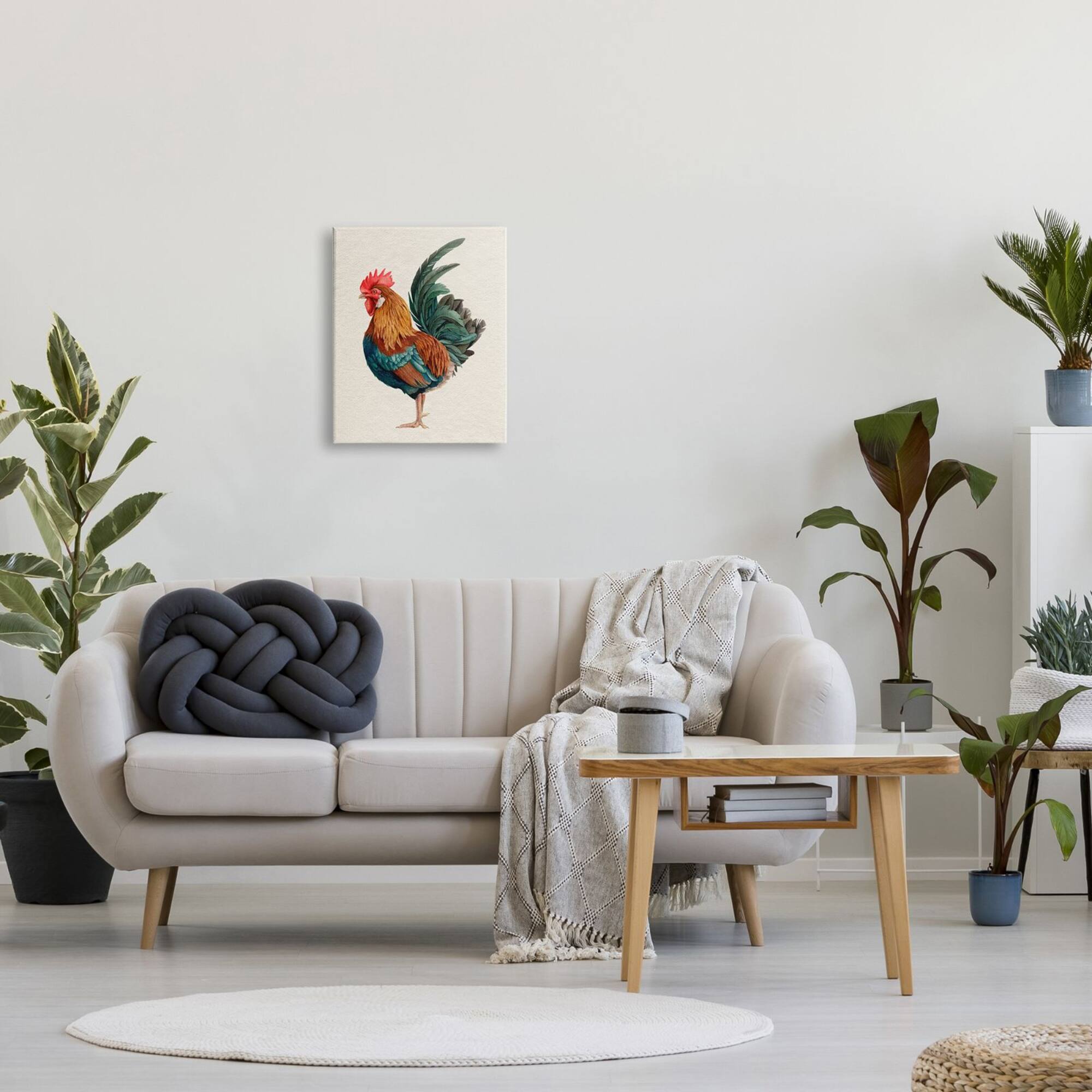 Stupell Industries Traditional Morning Rooster Illustration Elegant Bird Feathers Canvas Wall Art